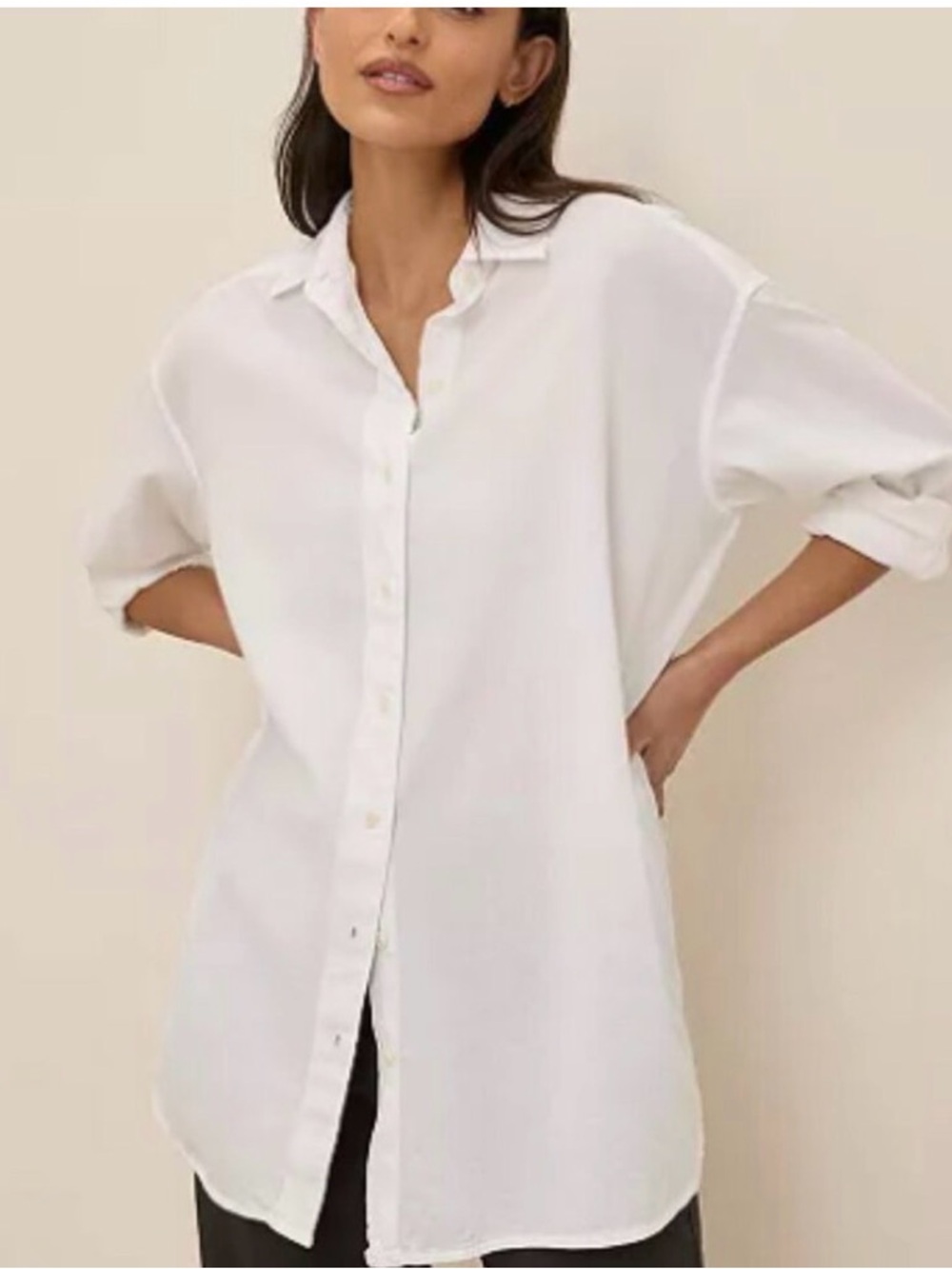 Pact White Oversized Button-front Tunic Shirt